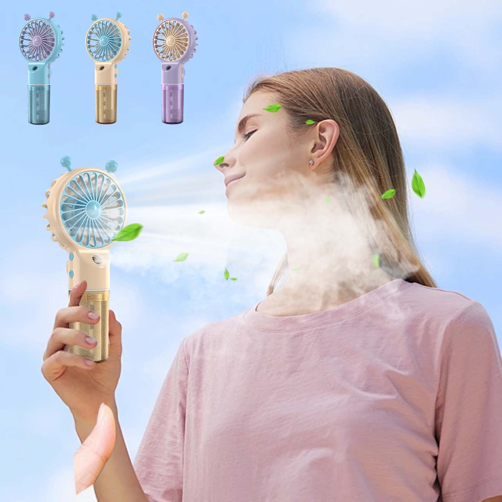 GFHFHITJ Portable Handheld Misting Fan, Rechargeable Mister Fan, Battery Operated Spray Water Mist Fan, Foldable Electric Mini Cooling Hand Fans for Beach Travel Outdoors Makeup(Royal Blue)