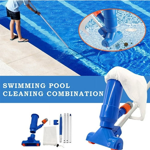 GFHFHITJ Portable Pool Vacuum Jet Underwater Cleaner W/Brush,Bag,6 Pole of 56.5"(No Garden Hose Included),for Above Ground Pool,Spas, & Fountains