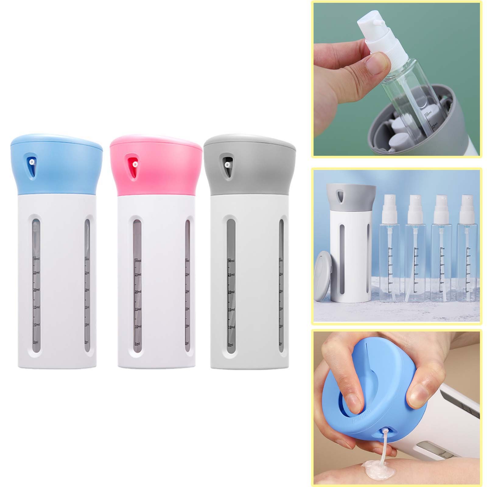 GFHFHITJ Portable Travel Cosmetics Bottle 4in1 Organized Leakproof