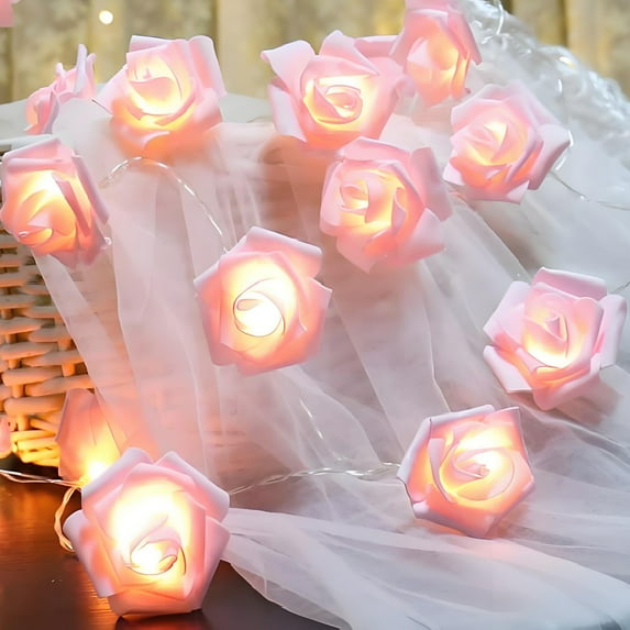 GFHFHITJ Rose String Light, LED Flower String Light Battery Operated Indoor 20Ft Flower Fairy Lights for Wedding Home Party Birthday Festival Valentines Day Decor