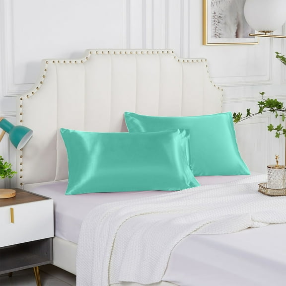GFHFHITJ Satin Pillowcase for Hair And Skin, Super Soft And Coolings Similar To Silk Pillow Cases 2 Pack with Envelope Closure, GIFTS FOR Women Men(20X30Inches, Mint Green)