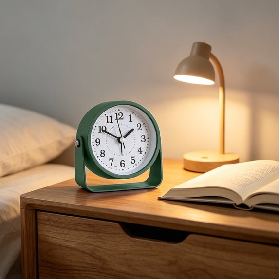 GFHFHITJ Small Desk Alarm Clock Silent Non-Ticking Analog Table Clock With Adjustable Stand Easys To Read For Bedroom Office Bedside Kids Students Home Decor