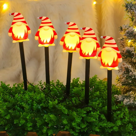 GFHFHITJ Solar Christmas Lights,Christmas Santa Claus Snowman Candy Ground Plug Lights Outdoor Patio Lawn Decoration Christmas Solar Color Lights String(C)