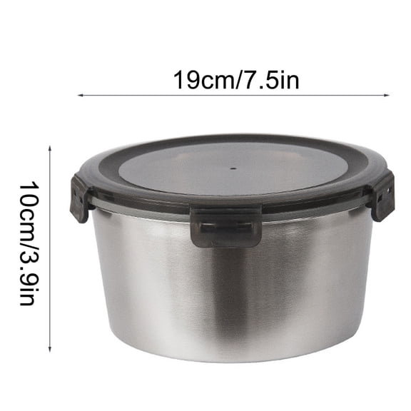 GFHFHITJ Stainless Steel Mixing Bowl Food Storage For Household Refrigerators And Kitchens Non Fresh-keeping Box Circular With Lid Reusable