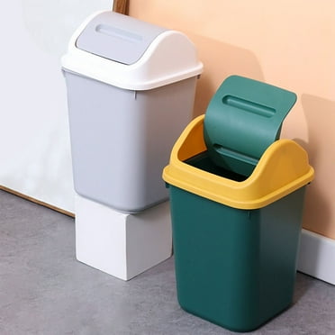 GFHFHITJ Superio Small 2.5 Gallon Plastic Trash Can with Swing Top Lid, Compact Slim Waste Bin for Under Desk, Office, Bedroom, Bathroom, Dorm Room, 10 Qt. Portable Garbage Can