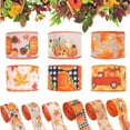 thumbnail image 1 of GFHFHITJ Thanksgiving Ribbon, Festival Theme Pumpkin Maple Leaf Truck Style Grilled Decorative Ribbon Autumn Harvest for Craft Wrapping Wreath Bows Party Home, 1 of 5