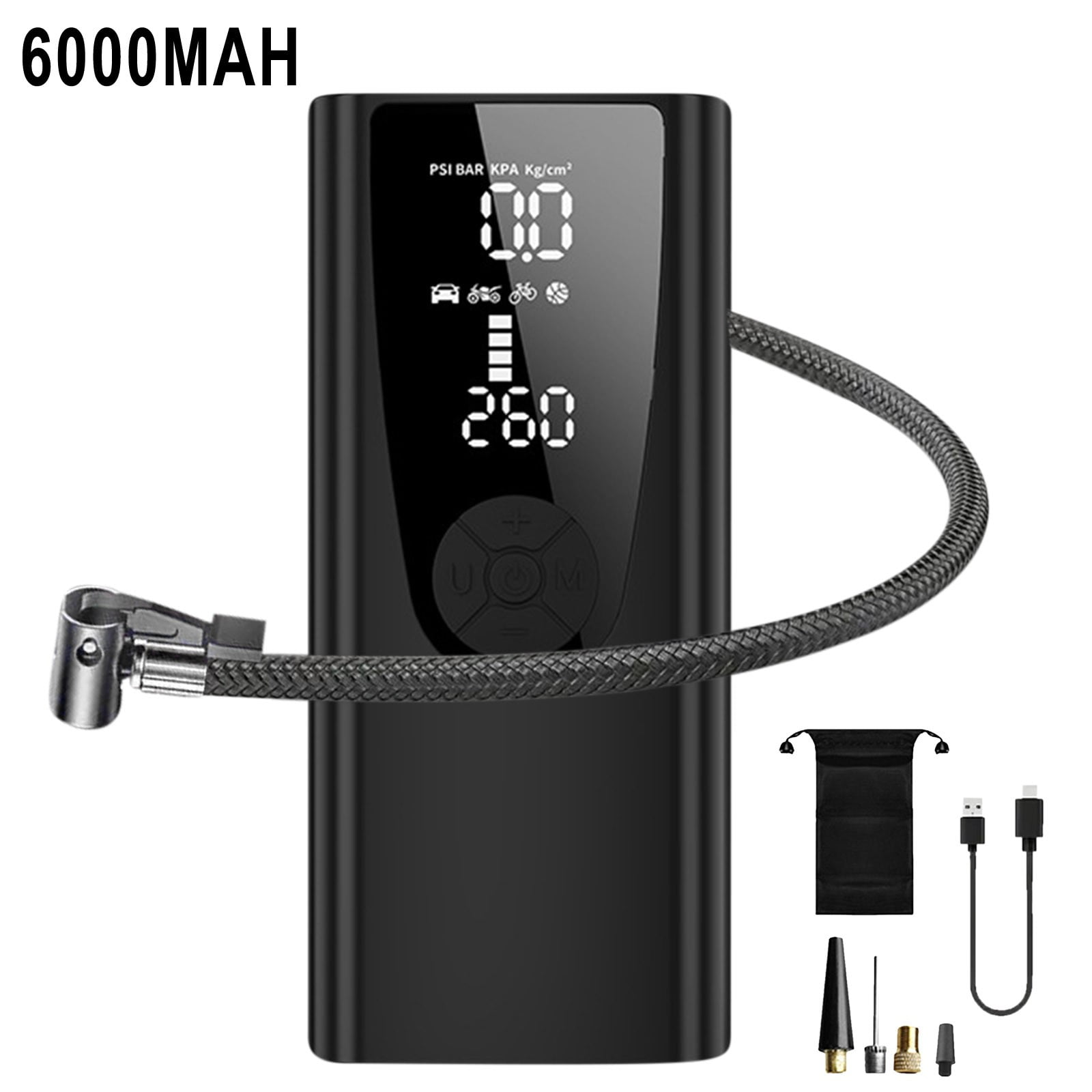 GFHFHITJ Tire Inflator Portable Air Compressor - Air Pump for Car Tires Tire Pressure Gauge (120 Psi) - One Click Smart Pump Tire Inflator for Car, Motorcycle, Bicycle And More
