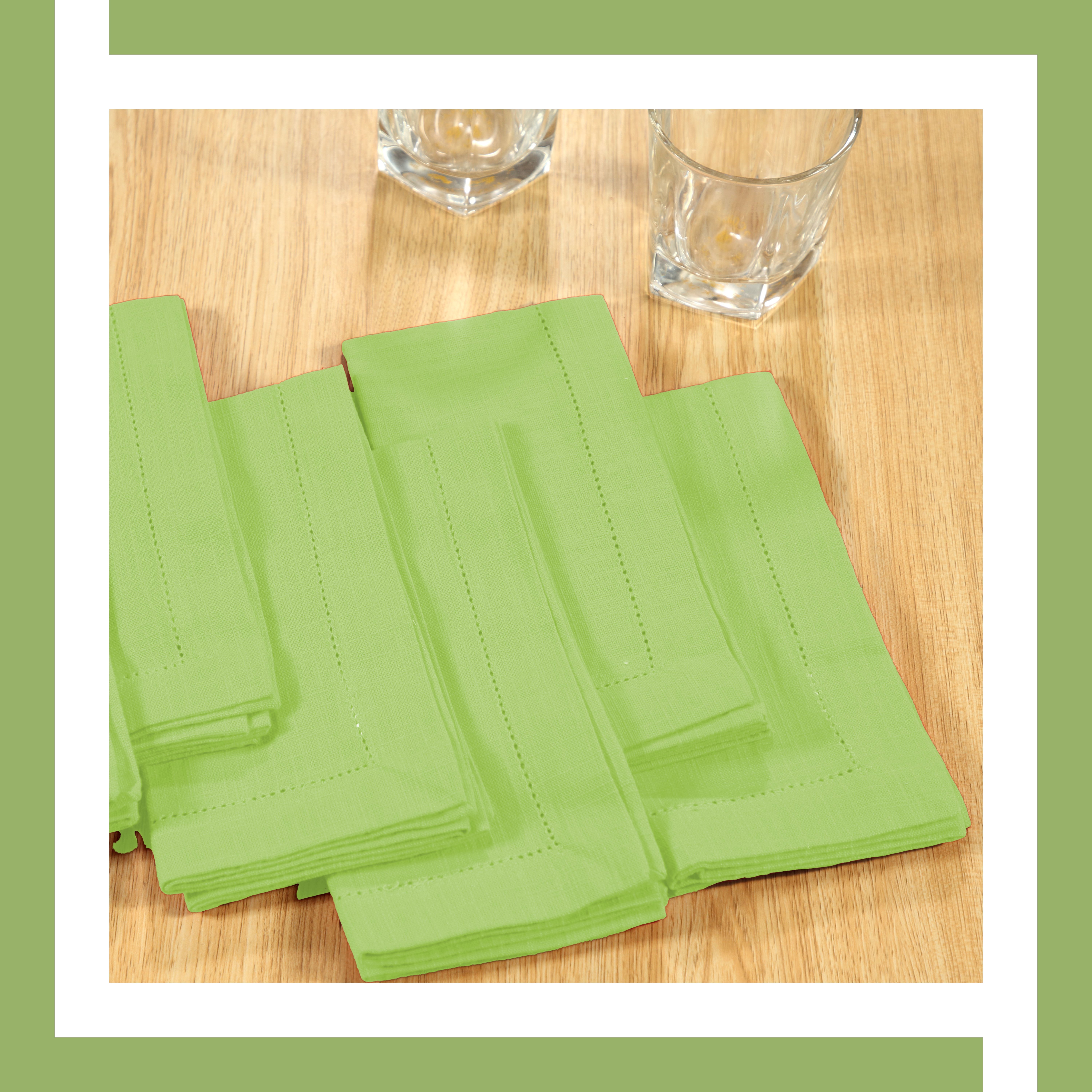 Slub Cotton Dinner Napkins Lime Green Colour, 18 X 18 Inch