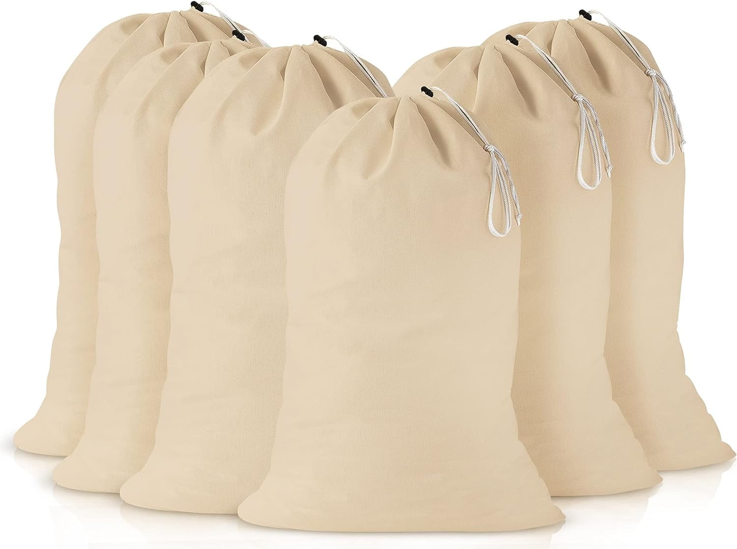 GFI LINEN CLUBS Cotton Laundry Bag Drawstring 6 Pack, Extra Large