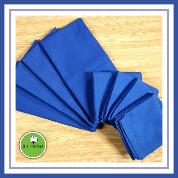 GFI LINEN CLUBS Cotton linen Soft Dinner Napkins Cloth Napkins with Mitered Corners Durable Hotel and home use Pre Washed Set of 12, 18 X18 Inch in Royal Blue