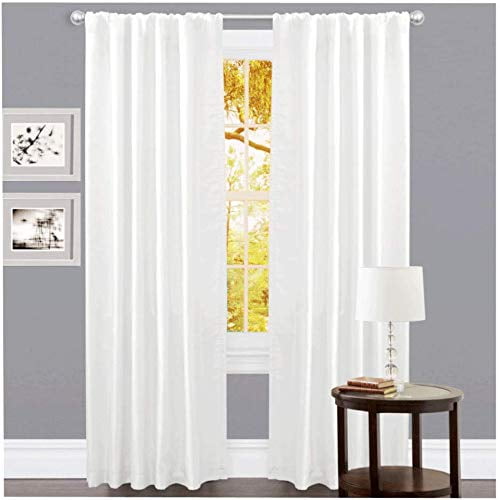 GFI LINEN CLUBS White Cotton Tab Top Curtains - 50x108 inch Window Panel Set, 2 Panels for Living Room, Bedroom or Bathroom C98