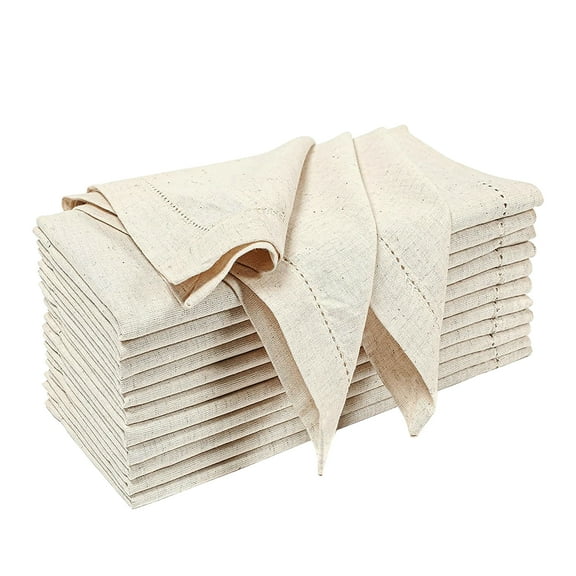 "GFI LINEN CLUBS 20"" x 20"" Flax Cotton Dinner Napkins - Natural - 12 Count"