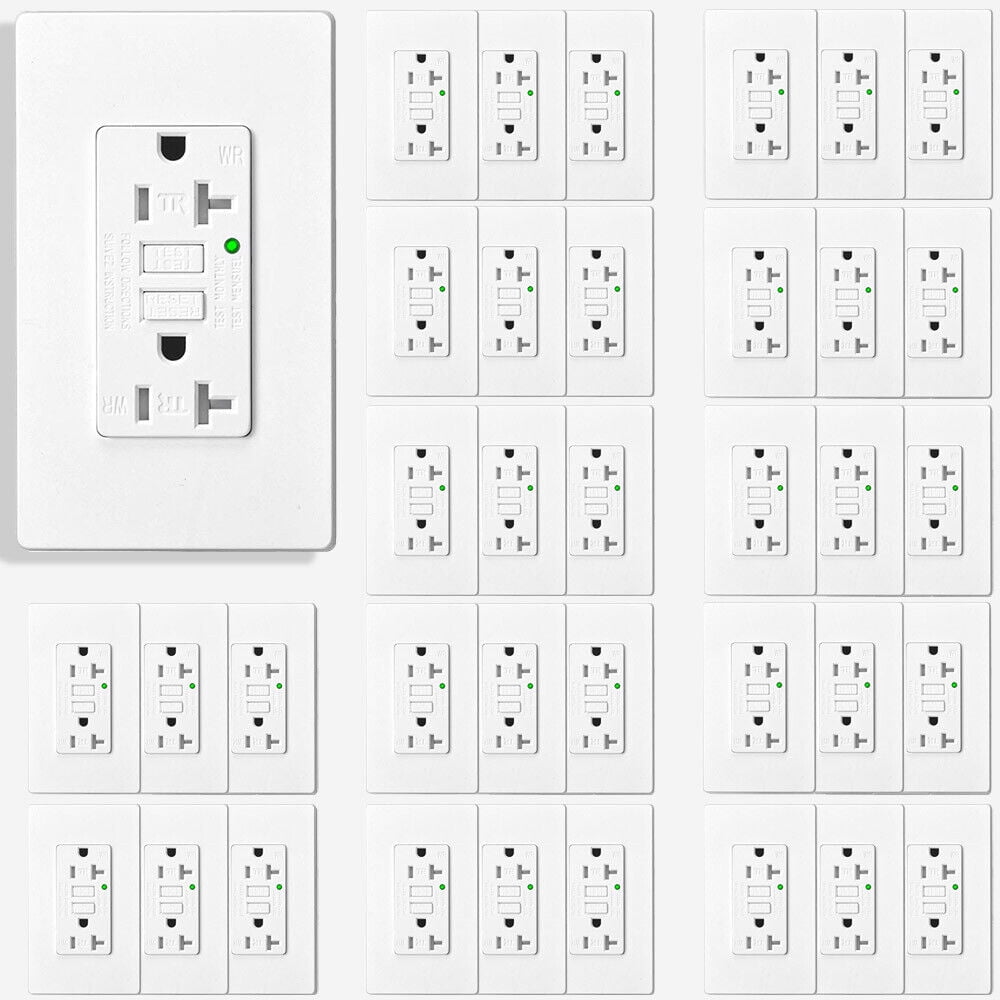GFI Outlet 20 Amp WR TR GFCI Receptacles with Plate for Outdoor Bathroom 36Packs
