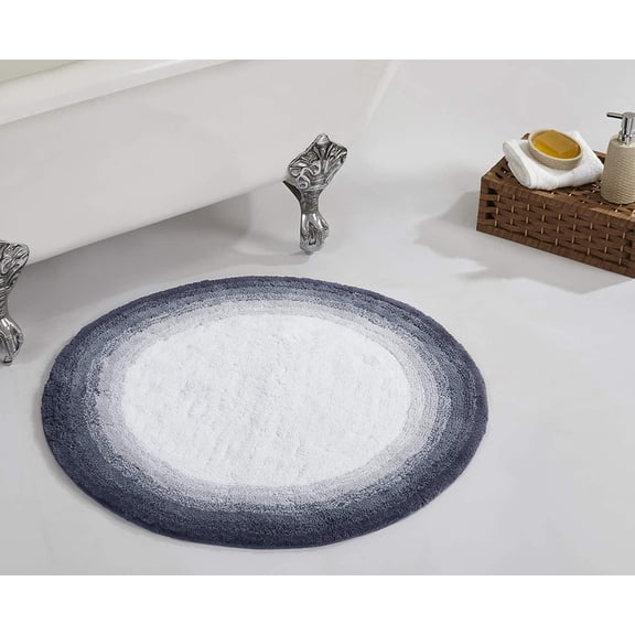 GFJASH-30 Inch Round Bath Mat, Ultra Soft Plush Tufted Rug, Water Absorbent & Non-Slip Bath Rug 100% Cotton, Torrent Collection - Gray