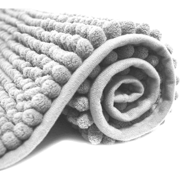 GFJASH-Bathroom Rug 20x32 inch Non Slip, Super Absorbent Bathroom Mat, Extra Soft Bath Mat and Quick Dry Chenille Bath Rugs Carpet for Tub, Shower, Bath Room, Bedroom, Kitchen, Sink (Haze Grey)