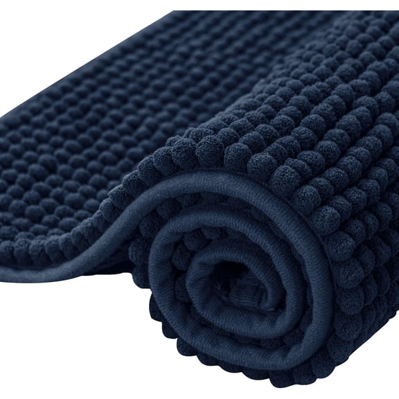 GFJASH-Bathroom Rugs, 24" x 55" Chenille Bath Rug Soft Short Plush Bath Mat Soft Shower Mat Water Absorbent Shower Mat Quick Dry Machine Washable, Navy
