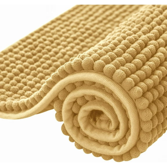 GFJASH-Bathroom Rugs Chenille Bath Rug, Soft Short Plush Bath Mat, Water Absorbent Shower Mat, Quick Dry Machine Washable(Yellow, 24" x 36")