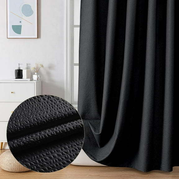 GFJASH-Berry 78 Inch Shower Curtain Set with 12 Plastic Hooks, 3D Embossed Fabric Black Shower Curtain for Bathroom - Long Shower Curtain, Water Resistance, Machine Washable Soft Cloth, 72X78, Black