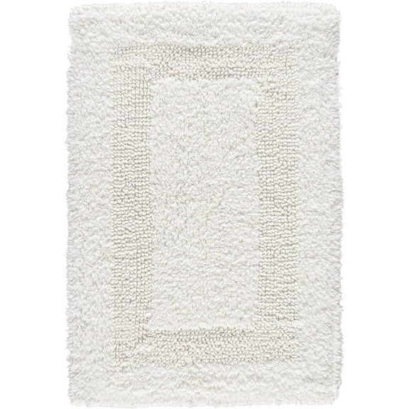 GFJASH-Cotton Bath Mat Rug for Bathroom - White, Reversible Bath Rugs Soft & Absorbent Quick Dry Mats, Washable Plush Hotel Quality Tufted Floor Step Out Mat for Bath Tub, Shower, Toilet - 17x24 Inch