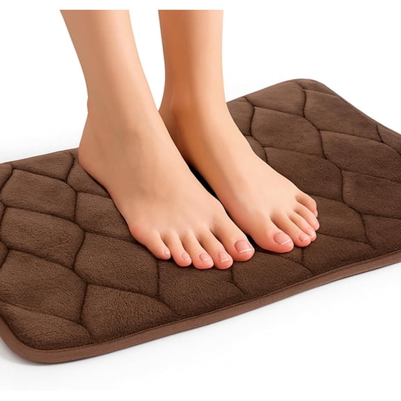 GFJASH-Memory Foam Bath Mat - Non Slip Backing Water Absorbent for Tub and Shower - Machine Washable Area Rug - Soft Luxury Spa Cushioned Floor - Non Skid Runner - for Women and Kids