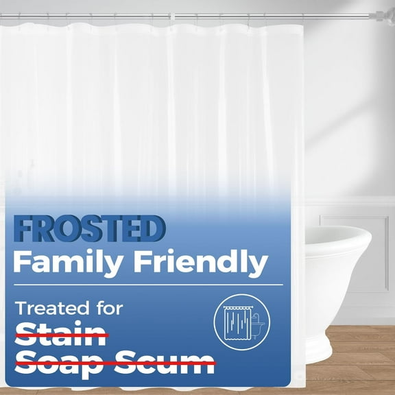GFJASH-Set of 2 Waterproof Frosted Shower Curtain Liner - PEVA Lightweight Plastic Shower Liner with 3 Magnets, Shower Curtains for Bathroom, 72" x 72", Frosted