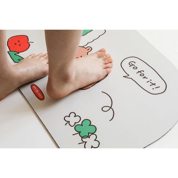 GFJASH-Super Absorbent Bath Mat Rug, Quick Drying Thin Bathroom Mats, Super Absorbent Living Room Floor Mat, Rubber Non-Slip Bottom, Washable Rugs for Kitchen Doormat Bathtub | Dong Gu (24x16) 2pc