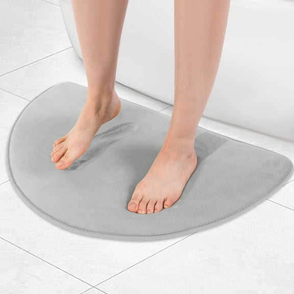 GFJASH-Thicker Memory Foam Half Circle Bath Mat Rug, Super Soft Velvet Absordent & Quick Dry Semi Circle Shower Mat, Non-Slip Bathroom Mats for Bathroom, Tub & Shower, Machine Washable, 21"x45"