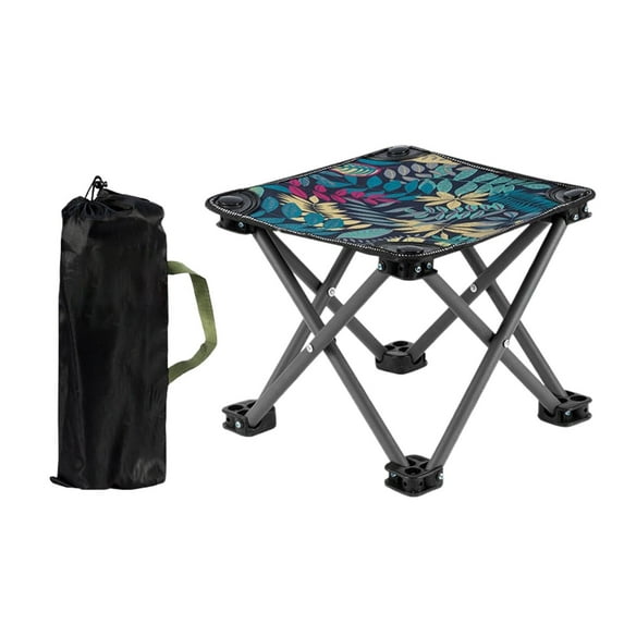 GFMOUNTAIN Summer sale Portable Folding Stool - Ultra Lightweight (0.48lbs) Camping Chair with Carry Bag, Compact Foldable for Hiking, Picnic, Fishing - Leaf & Solid Colors (White/Black/Blue/Brown)