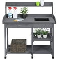 thumbnail image 1 of GFNXYI 45.2x17.7x47.6'' (LxWxH) Potting Benches Outdoor Garden Potting Table Work Bench with Removable Sink Drawer Rack Shelves Work Station, Gray, 1 of 8