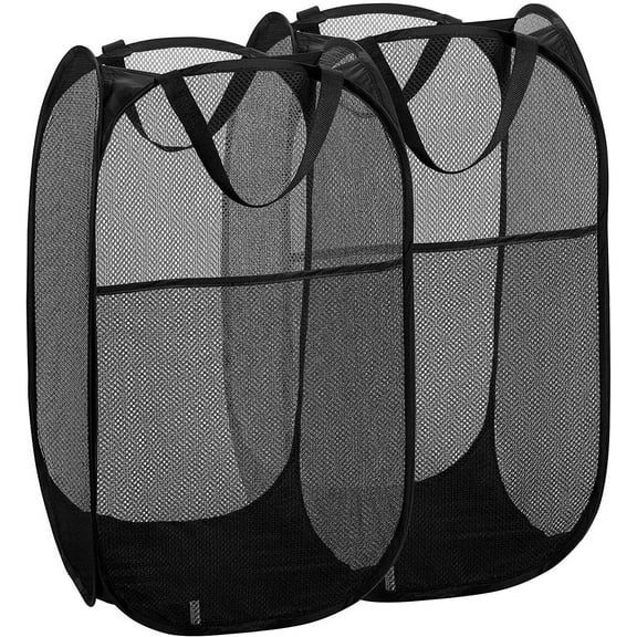 GFNXYI2 Packs Collapsible Pop up Laundry Bag Foldable Hamper Large Mesh Clothes Basket - 2-Pack Collapsible Pop-Up Laundry Bag, Foldable Mesh Hamper with Large Capacity,