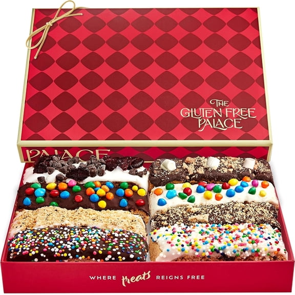 GFP Chocolate Covered Biscotti Gift Box  Assorted Gluten Free Kosher Italian Cookies, 8 Count Red Box, Gourmet Dessert Basket