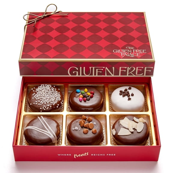 GFP Chocolate Covered Cookies Red Gift Box, Vegan & Kosher Gourmet Dessert Basket, 6 Count Purim Holiday Treat
