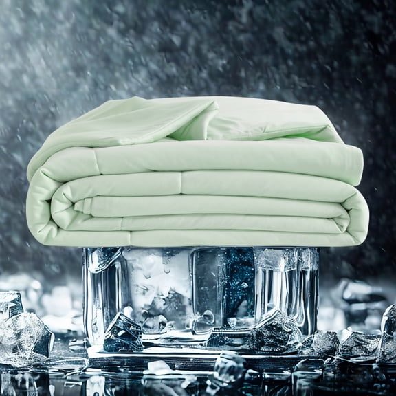 GFQ Cooling Comforter King Size, Double-Sided Japanese Cold Tech Fabric, Q-Max 0.43, Ideal for Hot Weather，Machine Washable (Green)