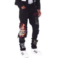 thumbnail image 1 of GFTD LA Los Angeles Men's Ezra Skinny Fit Embroidered Skull Distress Rip Jeans (30, Black), 1 of 7
