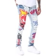 thumbnail image 1 of GFTD LA Los Angeles Men's Iris Skinny Fit Painted Skull Distressed Ripped Jeans (32, Blue), 1 of 5