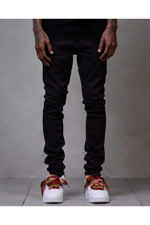 Los Angeles Men's Skinny Fit Benson Black Denim Jeans (38, Black)