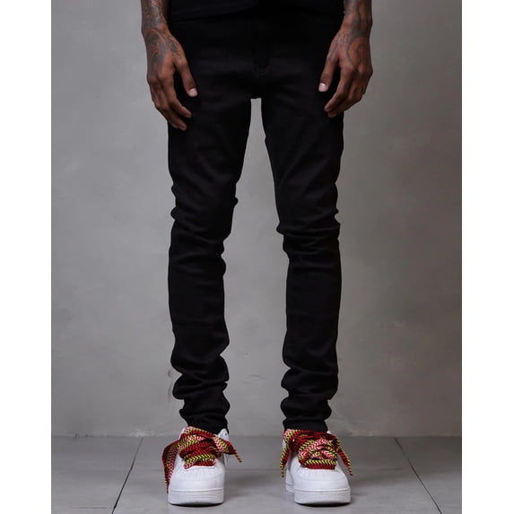 GFTD LA Los Angeles Men's Skinny Fit Benson Black Denim Jeans (42, Black)