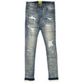 thumbnail image 1 of GFTD LA Los Angeles Men's Skinny Fit Jeans Ron Distressed Rip & Repair Denim (29, Mid Wash Blue), 1 of 4