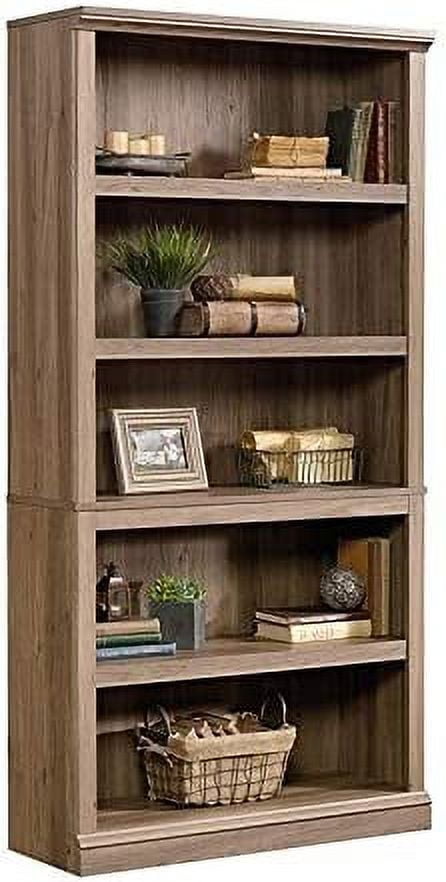 Adjustable Salt Oak 5-Shelf Bookcase