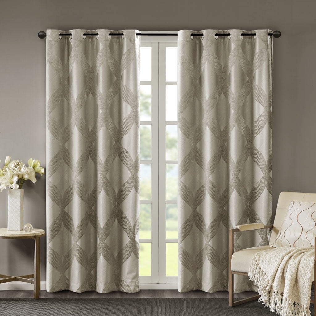 GFVCNIO Ogee Knitted Jacquard Total Blackout Curtain Panel - Walmart.com