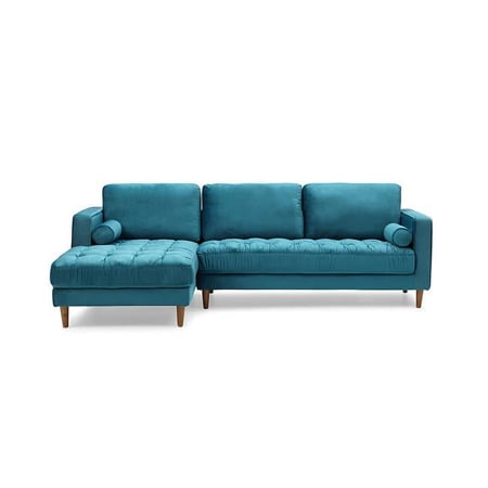 GFurn MW-98C-RIGHT-YK15002-61 Bente Tufted Velvet Right Sectional Sofa, Light Blue