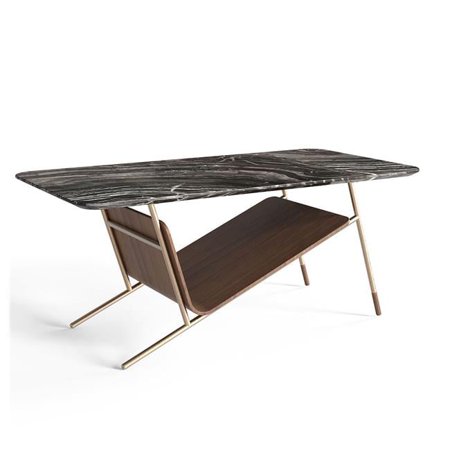 GFurn WJC18577-BLKMARBLETOP Ingmar Coffee Table, Black