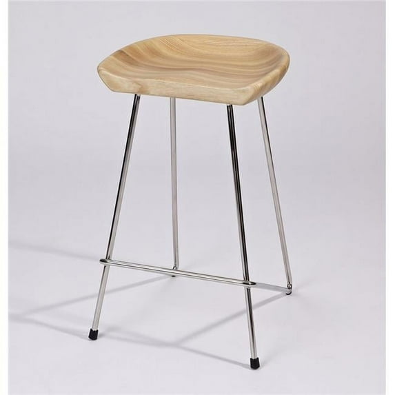 GFurn WJY16238A-WALST-CHROME Aria Counter & Bar Stool - Walnut-Stained - Ash
