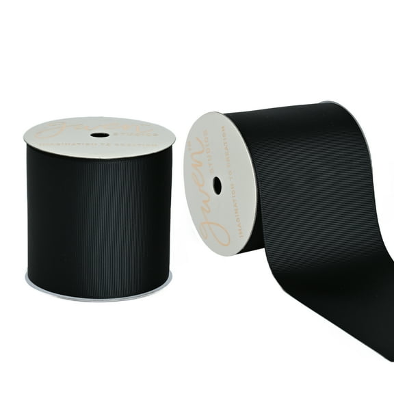 Gwen Studios 3.0" Black Grosgrain Ribbon, 7 Yards