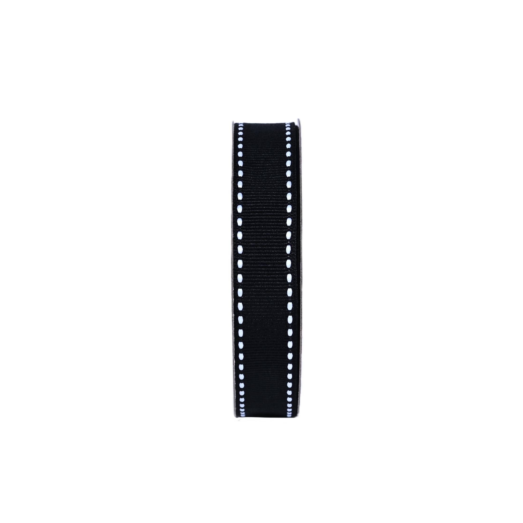 Gwen Studios 5/8" White Saddle Stitch on Black Grosgrain Ribbon, 3 yards