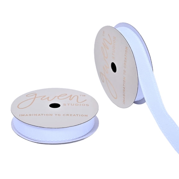 Gwen Studios 5/8" White Saddle Stitch on White Grosgrain Ribbon, 3 Yards