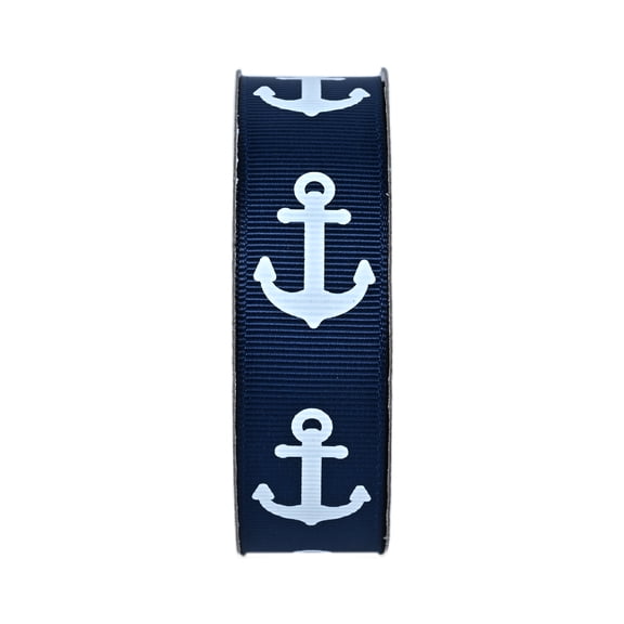 Gwen Studios 7/8" Anchor Blue Grosgrain Ribbon, 3 yards