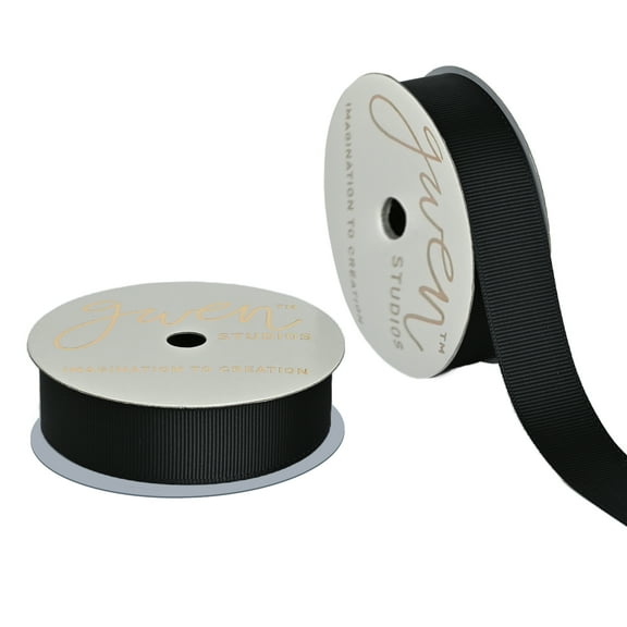 Gwen Studios 7/8" Black Grosgrain Ribbon, 7 Yards
