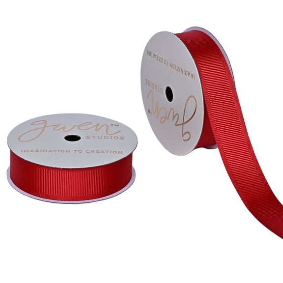 Gwen Studios 7/8" Grosgrain Ribbon in Gigi Red, 6-Yard Spool for Crafts & Decor