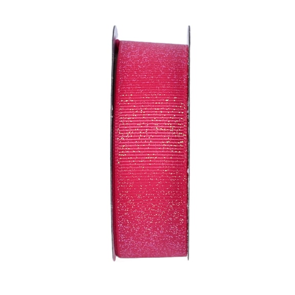 Gwen Studios 7/8" Sparkly Hot Pink Grosgrain Ribbon, 3 Yards